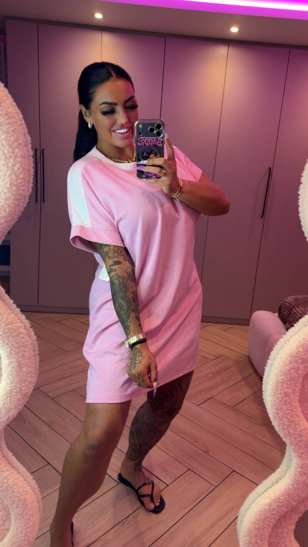 Baseball jurk roze oversized roze