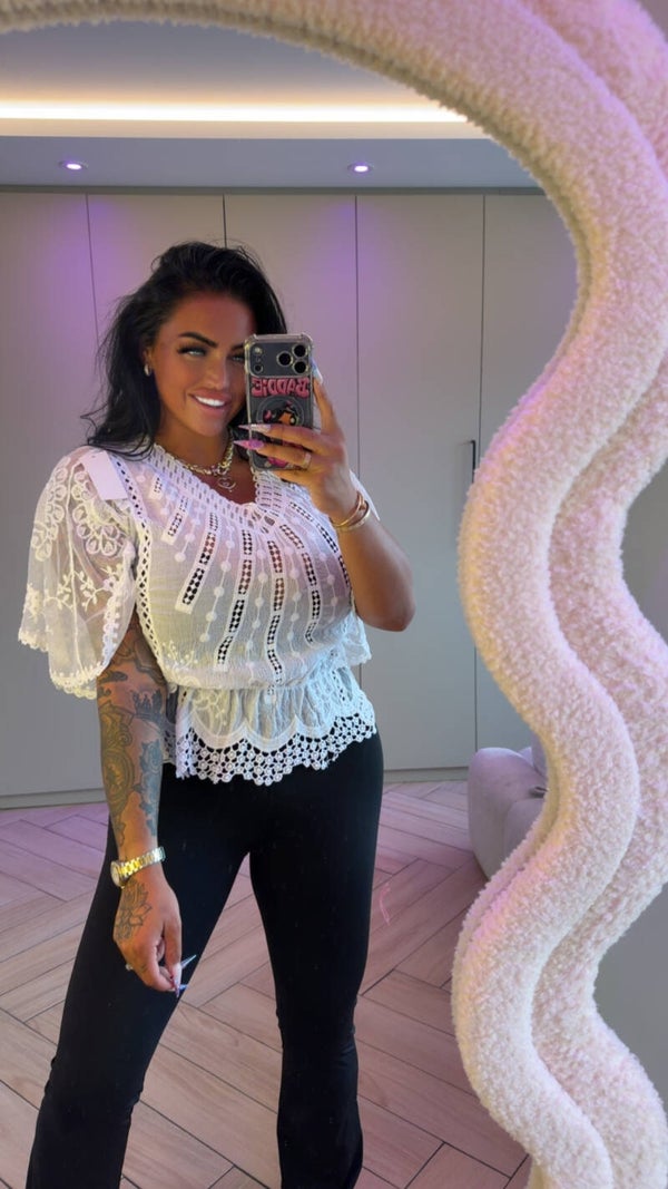 Witte Ibiza blouse met elastiek