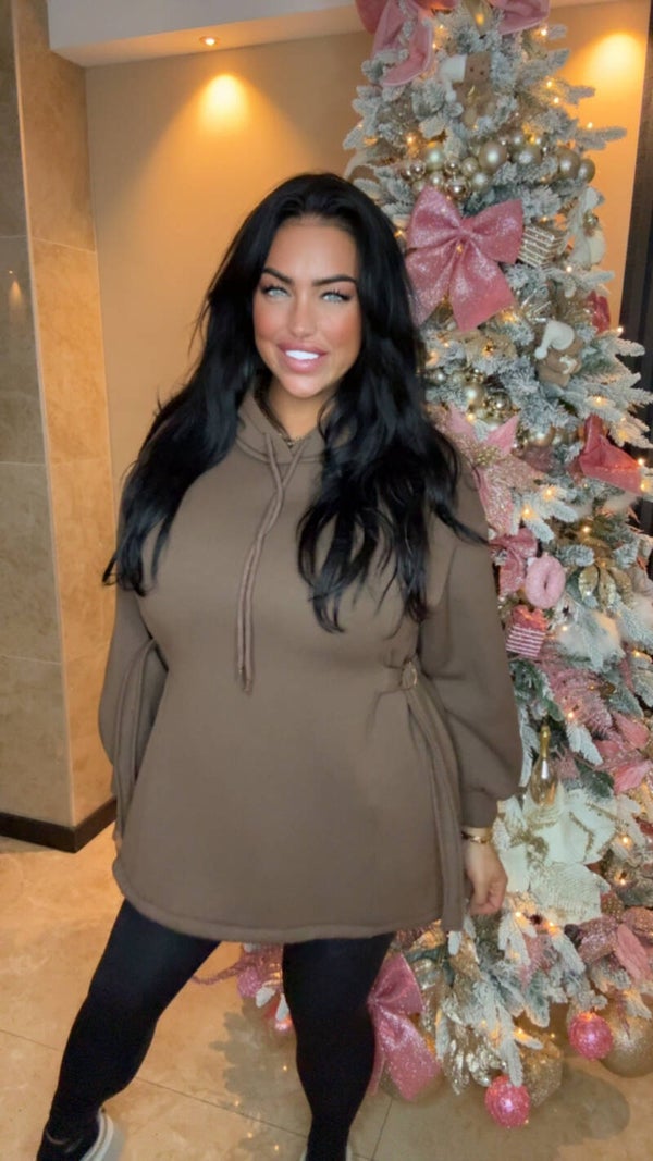 Bruine fleece gevoerde hoodie