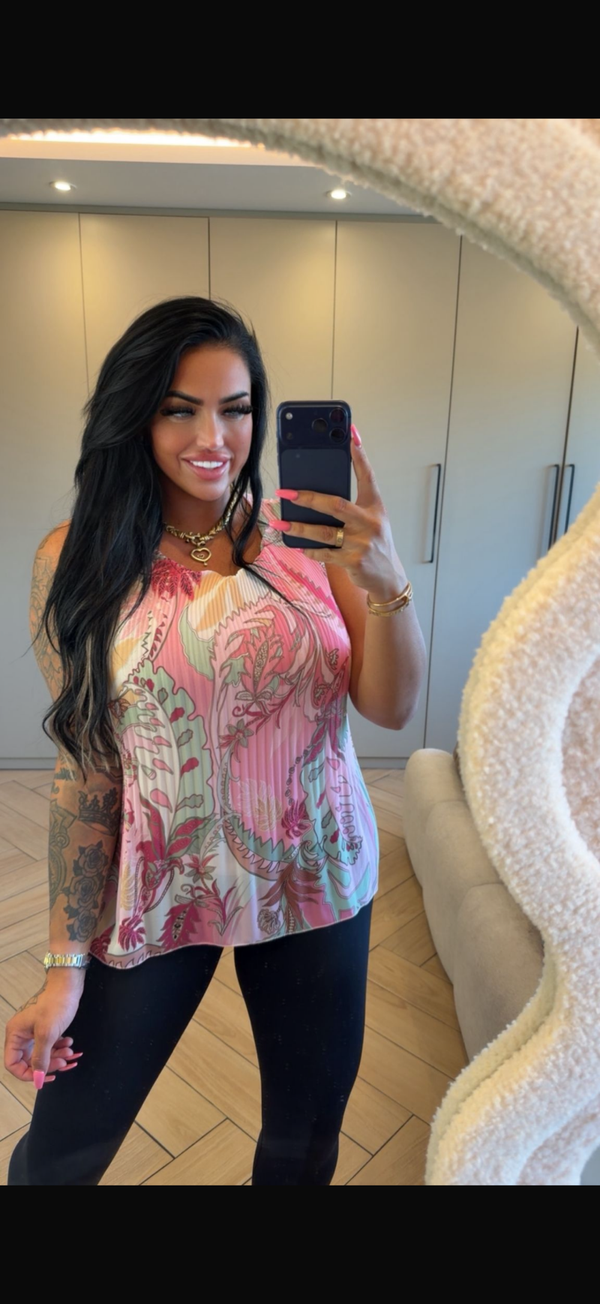 Roze plissé top