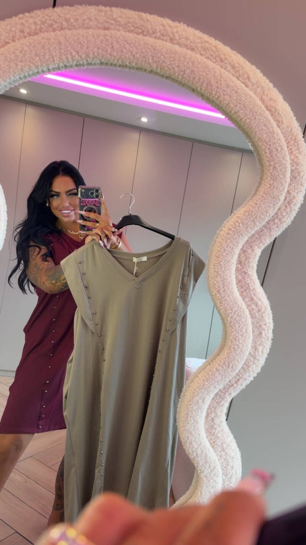 Comfy oversized jurk met studs en zakken in 2 kleuren