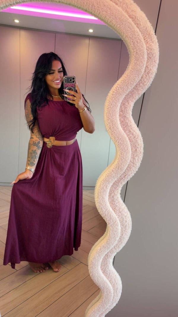 Blouse rok set plum