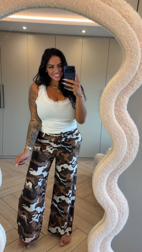 Army blouse broek met riempje in 2 kleuren