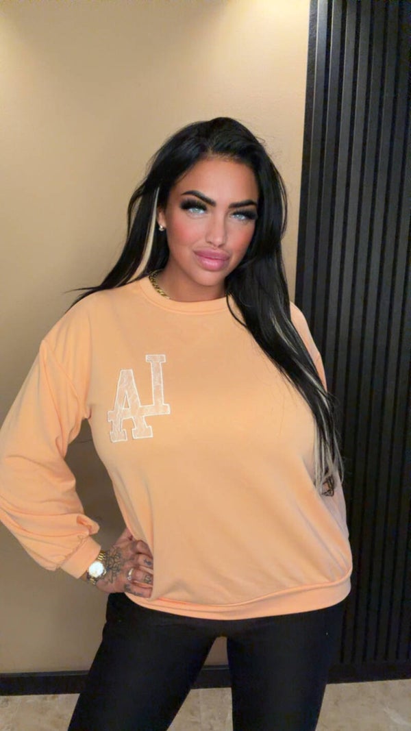 LA trui Peach met kant