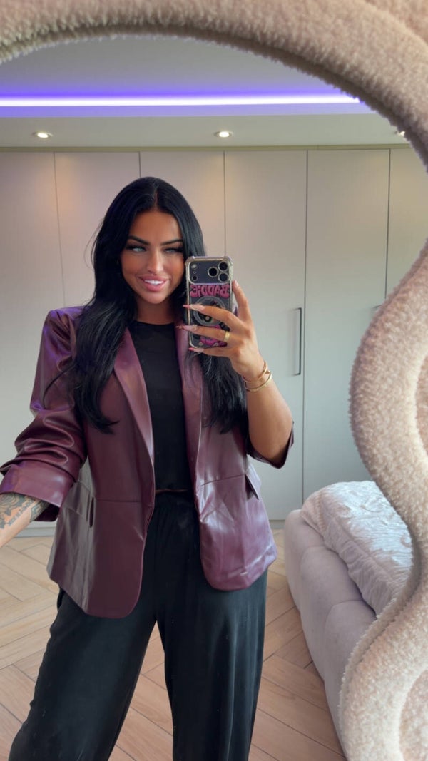 Leather look blazer Bordeaux