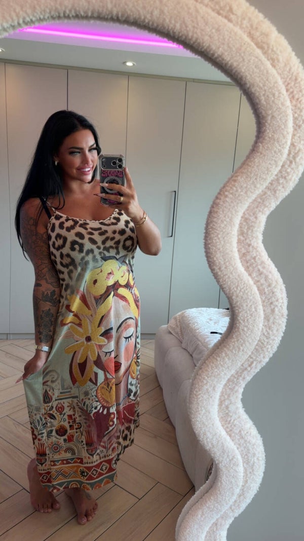 Lurex spaghetti jurk panter