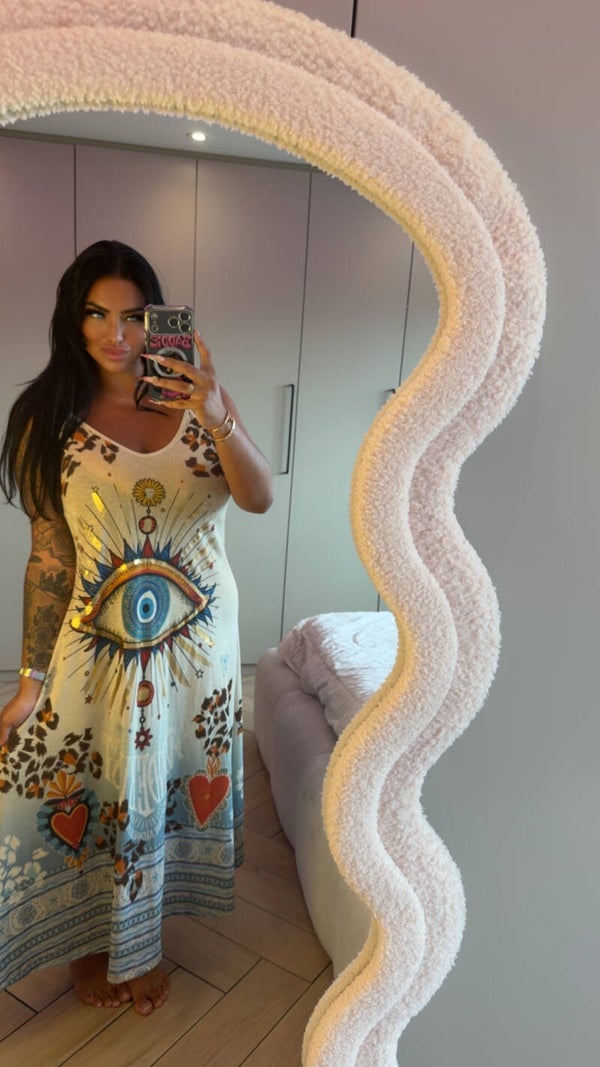 Lurex spaghetti jurk blauwe oog