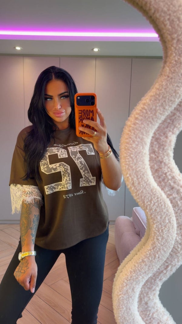 Baseball comfy shirt met kant in 3 kleuren