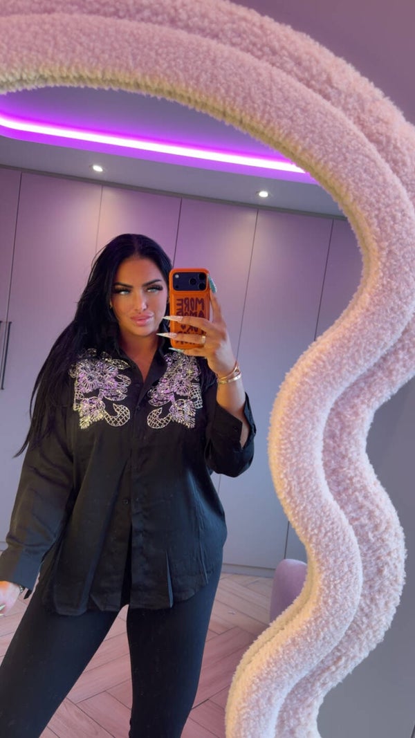 Blouse met prachtige glitters in 2 kleuren