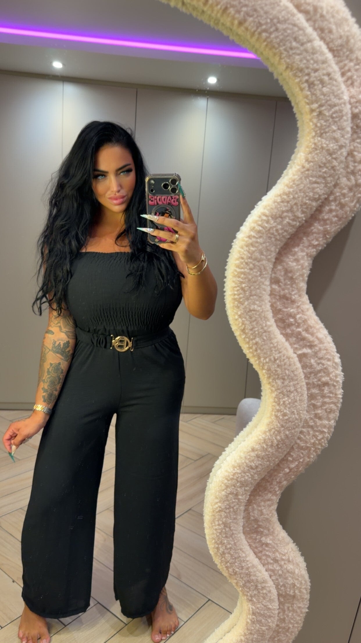 Jumpsuit met B riem in 3 kleuren