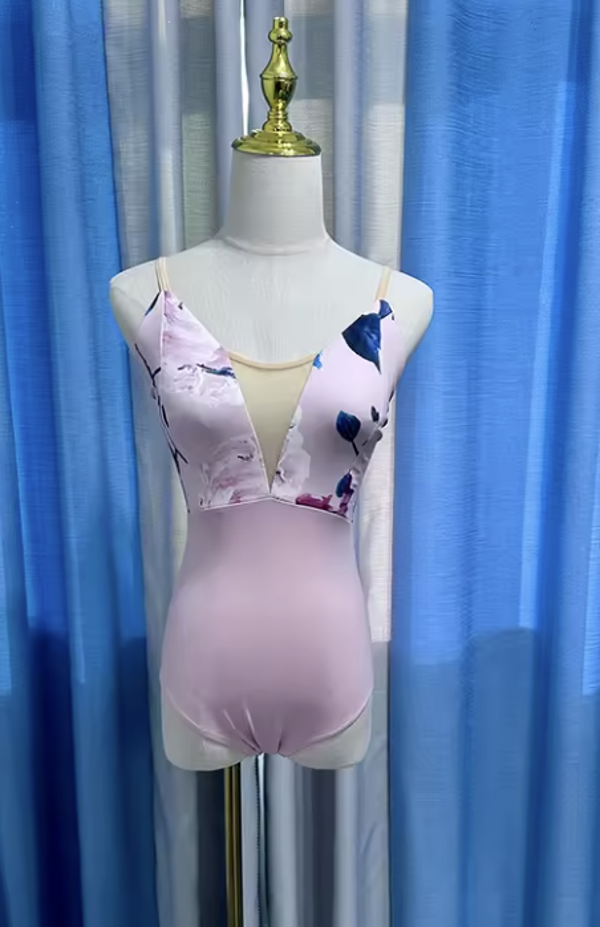 Pink Floral Print Leotard