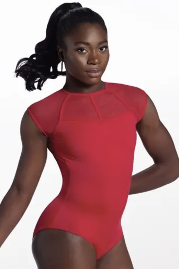 Caged Mesh Neckline Leotard