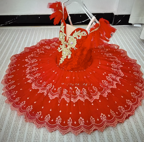 Red Professional 7-Layer Ballet Tutu – Luxury Performance Costume