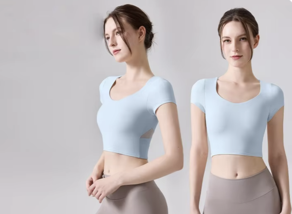 Baby Blue Performance Short Sleeve Dance & Yoga Top