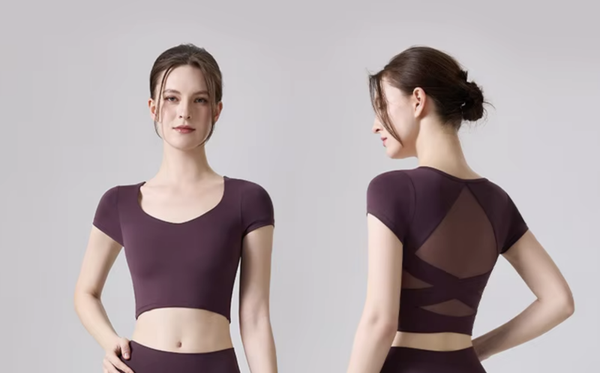 Black Cherry Performance Short Sleeve Dance & Yoga Top (Copy)