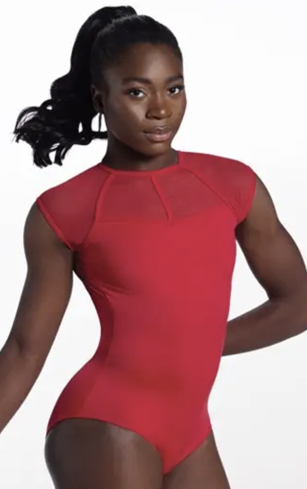 Caged Mesh Neckline Leotard