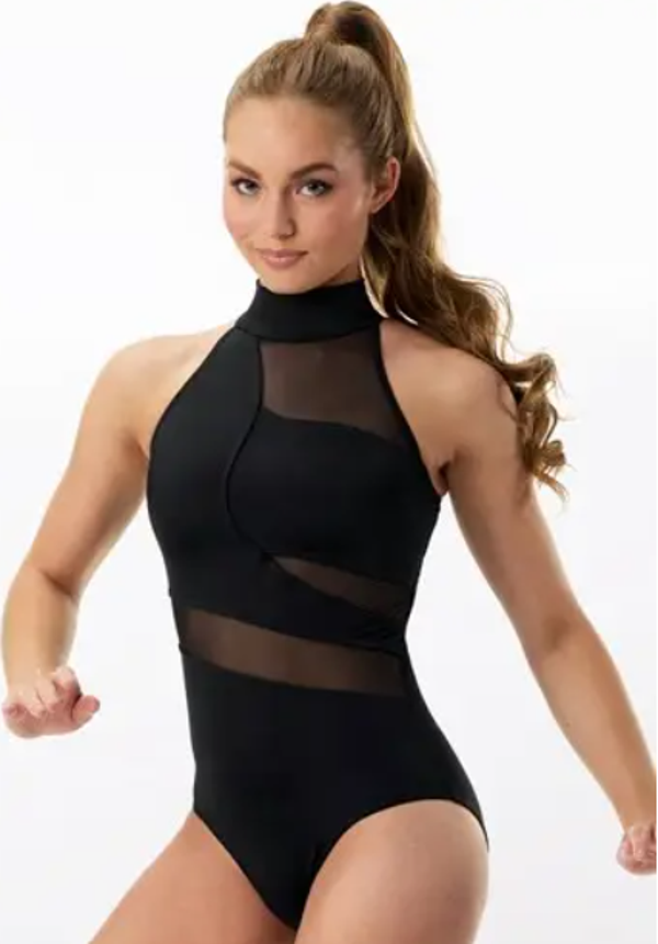 Asymmetric Mesh Dance Leotard.