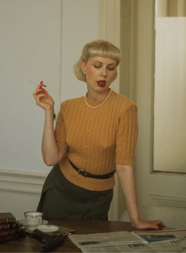 Knitted Top “Avena” – 1940s Vintage Merino Wool & Cashmere Design