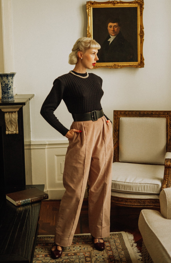 Marlene Trousers — 1940s Inspired Corduroy Trousers l FioreVDesigns x GibsonGirls