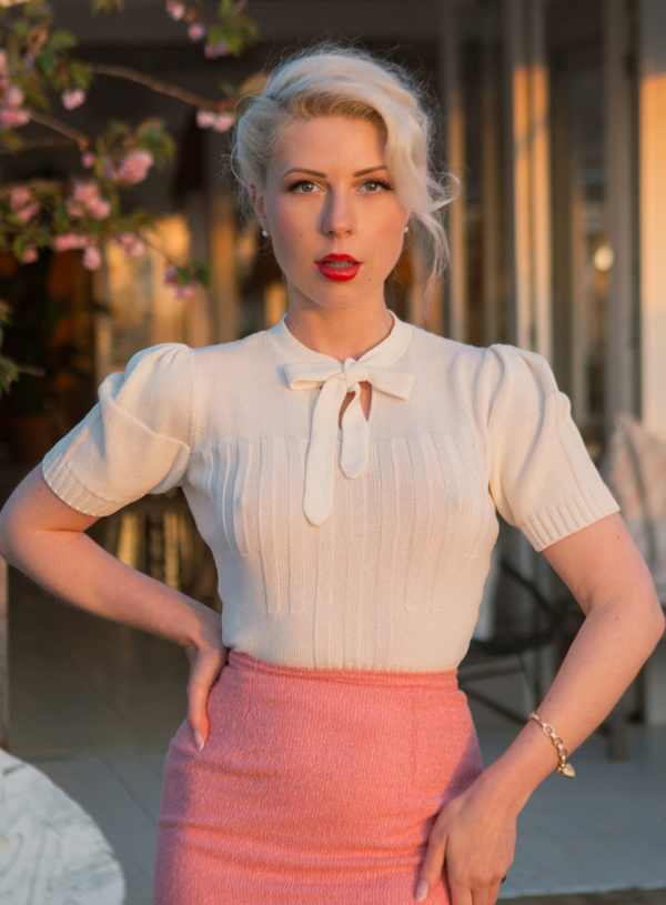 Knitted top ''Primula'' 1930s Vintage Style Based Design in Cotton