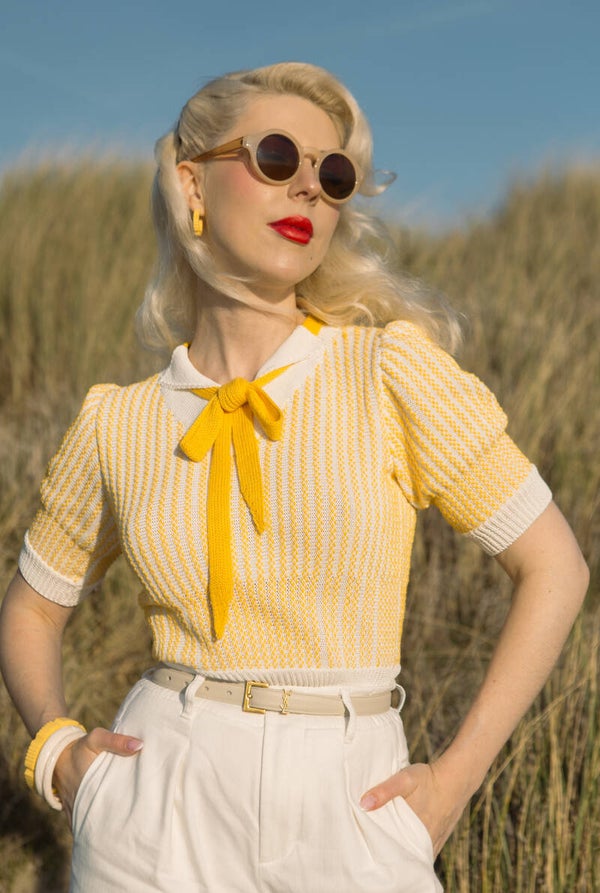 Knitted top ''Petunia'' 1930s Vintage Style Based Design in Cotton