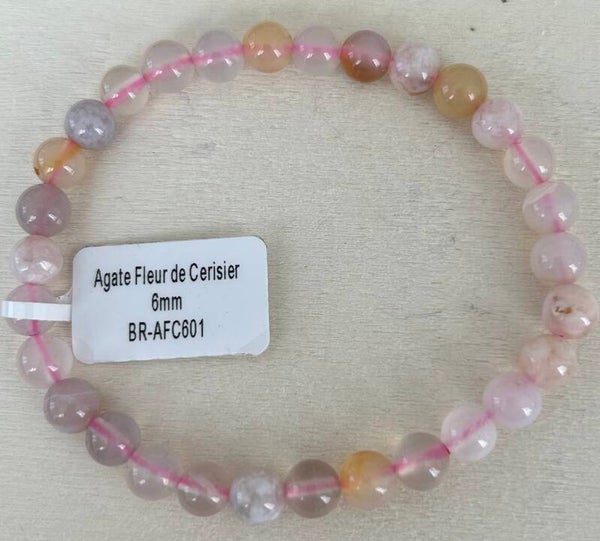 Bracelet Agate Fleur de Cerisier grade A 6mm
