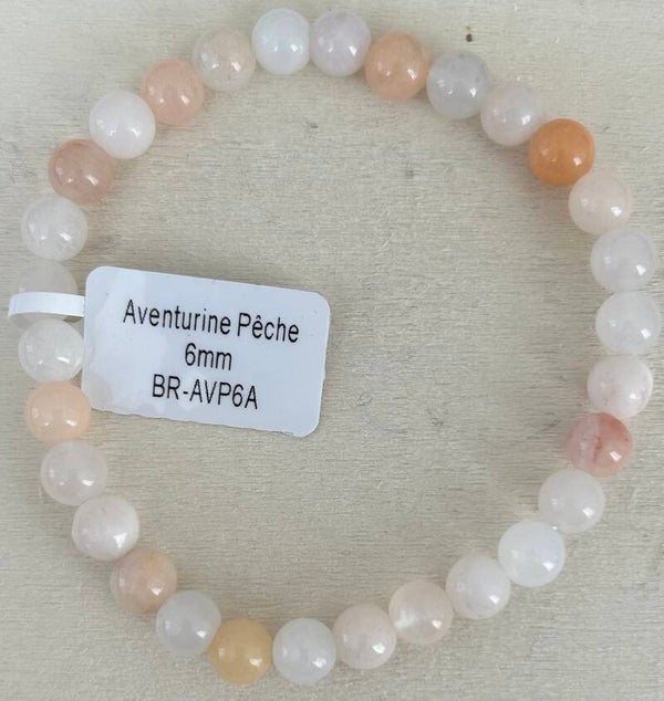 Bracelet en aventurine pêche grade A 6mm