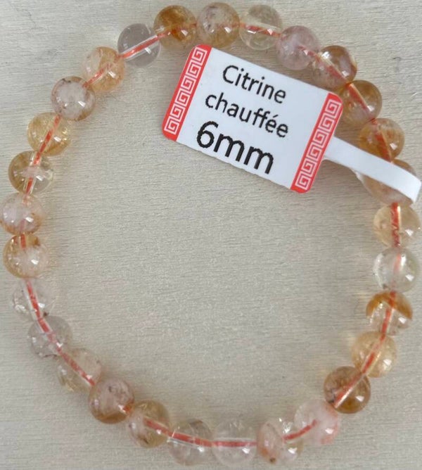 Bracelet Citrine chauffée grade A 6mm