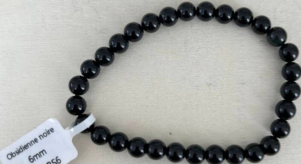 Bracelet Obsidienne noire grade A 6mm