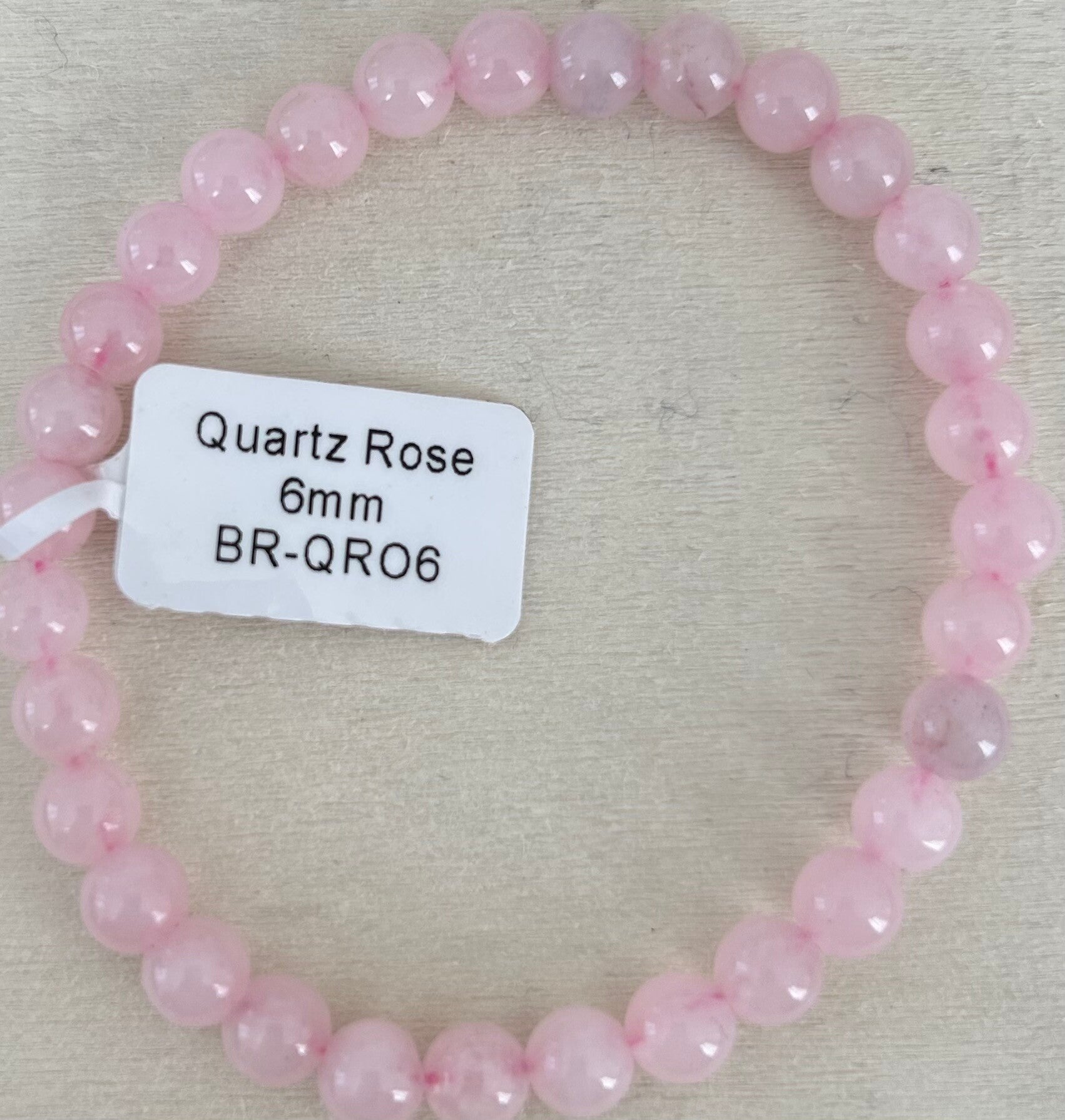 Bracelet en quartz rose 6 mm