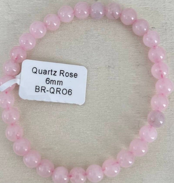 Bracelet en quartz rose 6 mm