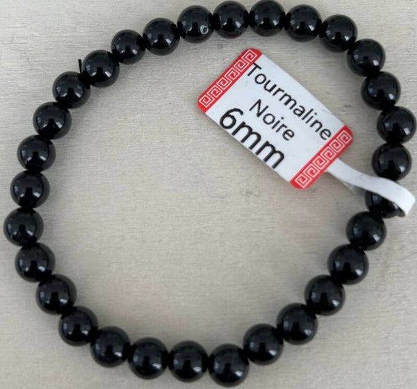 Bracelet en Tourmaline Noire grade A 6 mm