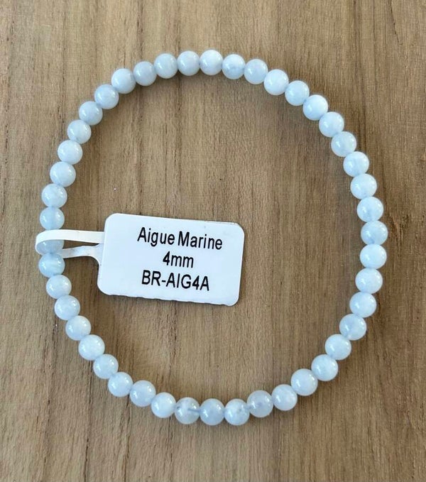 Bracelet Aigue Marine grade A   3,5-4,5mm