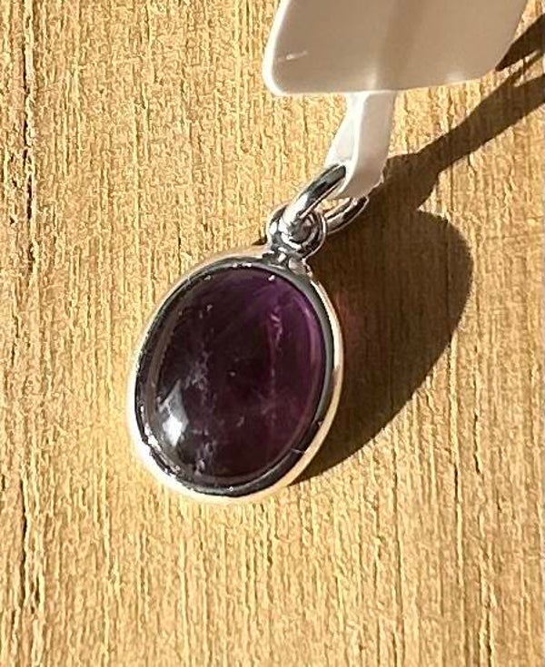 Pendentif ovale argent 925 Améthyste grade AA 13mm