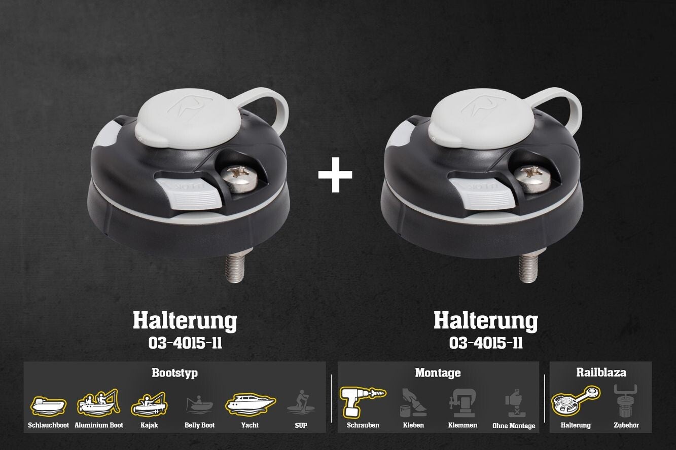 Railblaza Set: 2 x Halterung Starport Holz, Alu, Gfk, Montage: Schrauben