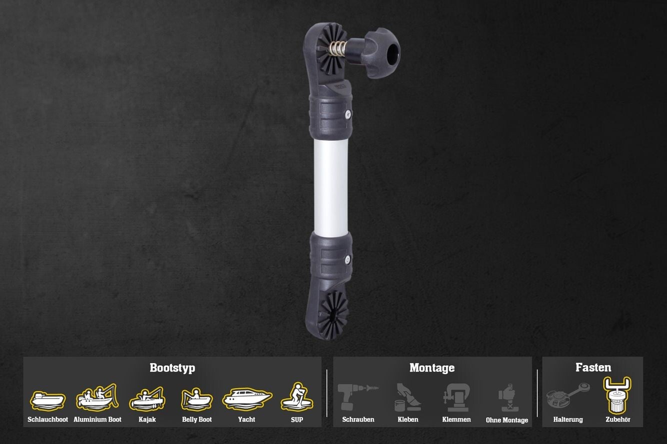 Fasten Stangen Verlängerung (225 mm) (Ø25) aus Aluminium - Grau/Schwarz