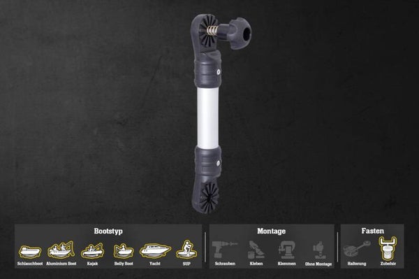 Fasten Stangen Verlängerung (225 mm) (Ø25) aus Aluminium - Grau/Schwarz