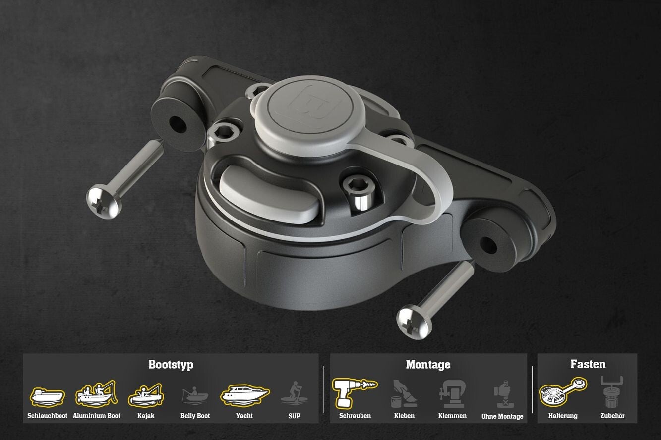 Fasten Halterung [Seitliche Basis] für Holz, Alu, Plastik & Gfk, Montage: Schrauben