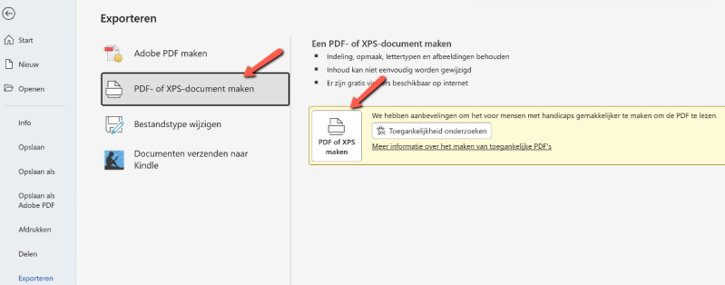 De functie Exporteren als PDF