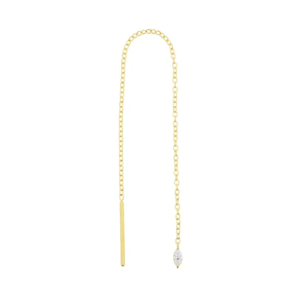 Chirurgisch Stalen Oor Threader - Zirkonia Marquise Goud