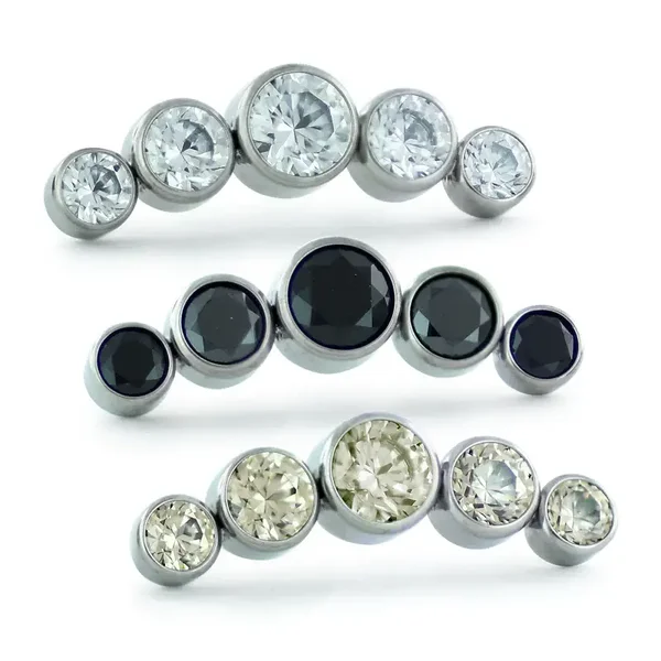 Titanium Bezel Set Gem Cluster - Curved