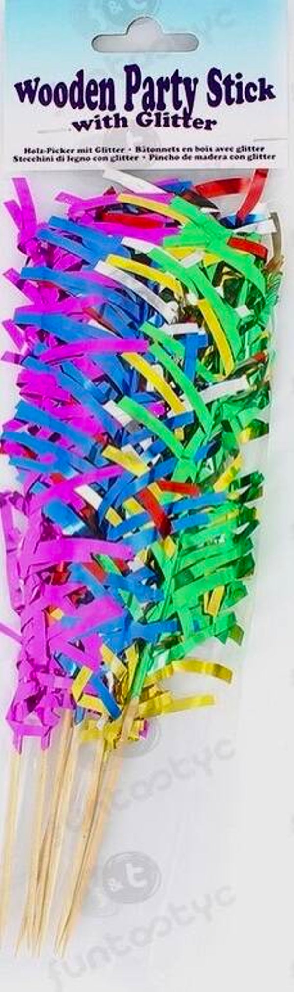 Houten partyprikkers glitter - multicolor