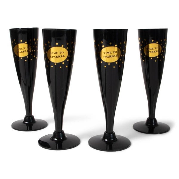 Champagne glazen time to sparkle - zwart / goud