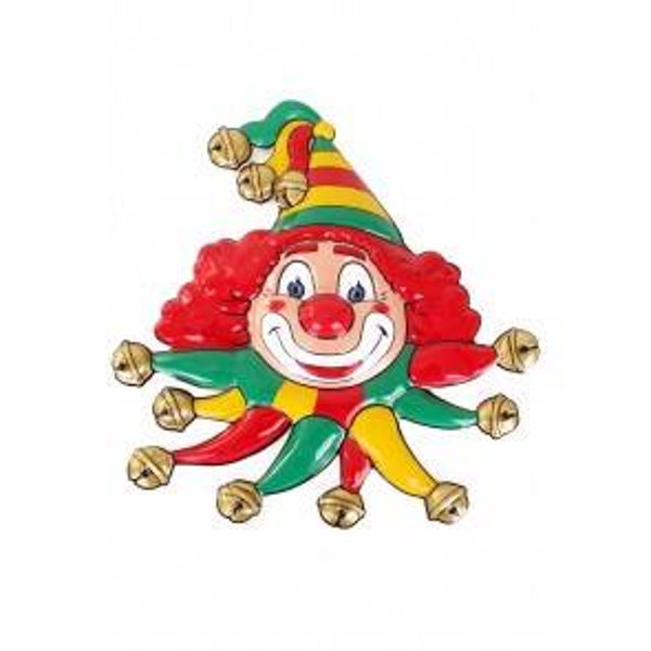 Clown rood/geel/groen - wanddecoratie carnaval