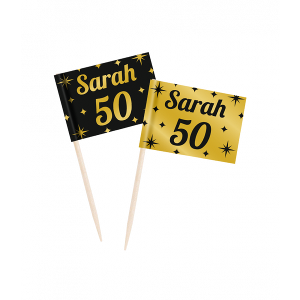 Sarah 50 - cocktailprikkers goud/zwart