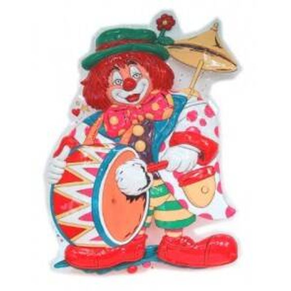 Clown met trom - wanddecoratie carnaval