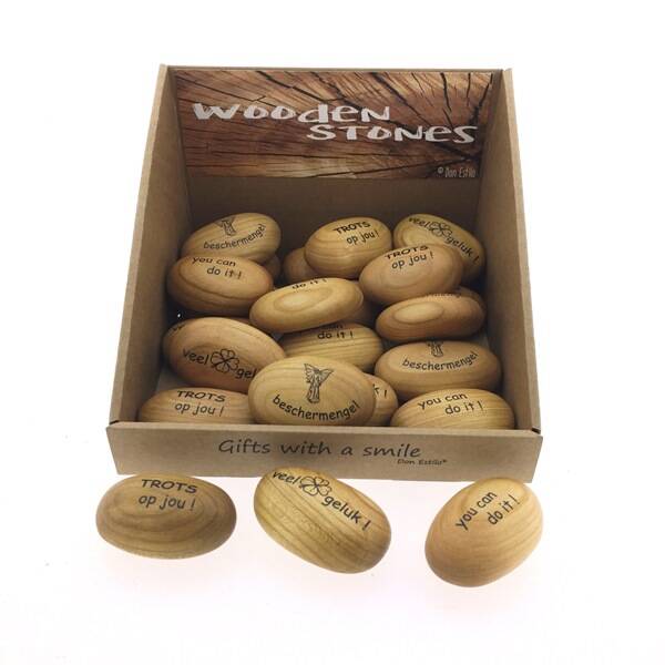 Houten tekststeen - middel