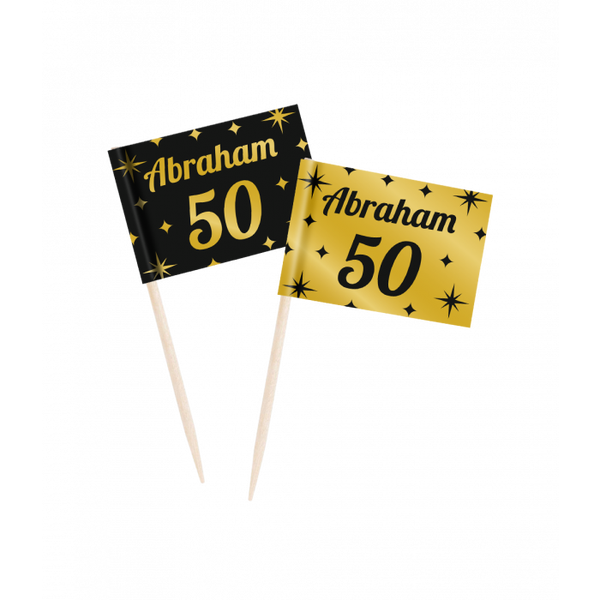 Abraham 50 - cocktailprikkers goud/zwart