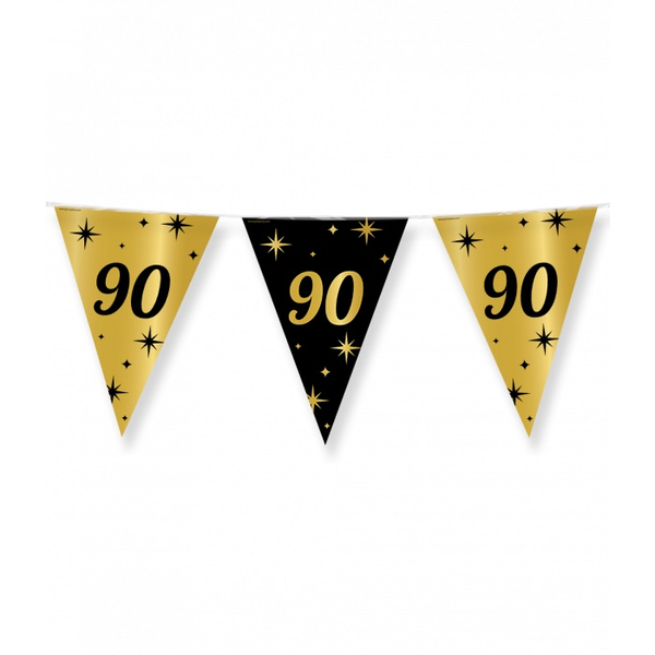 90 jaar - vlaggenlijn  goud/zwart