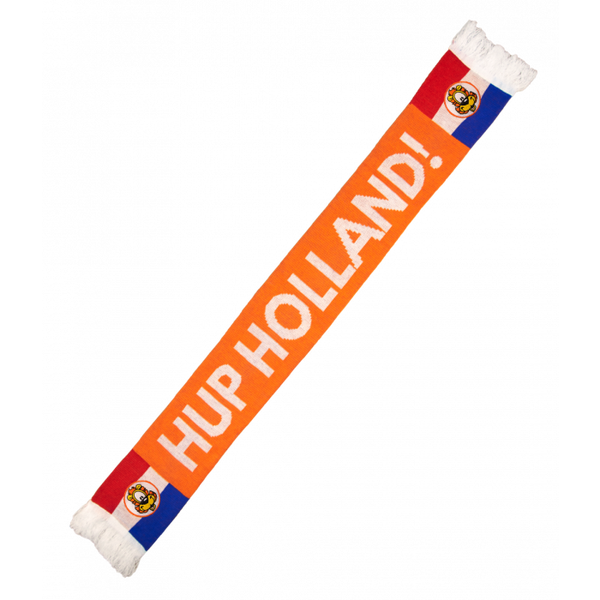 Gebreide sjaal Loeki de Leeuw - oranje/ rood / wit / blauw